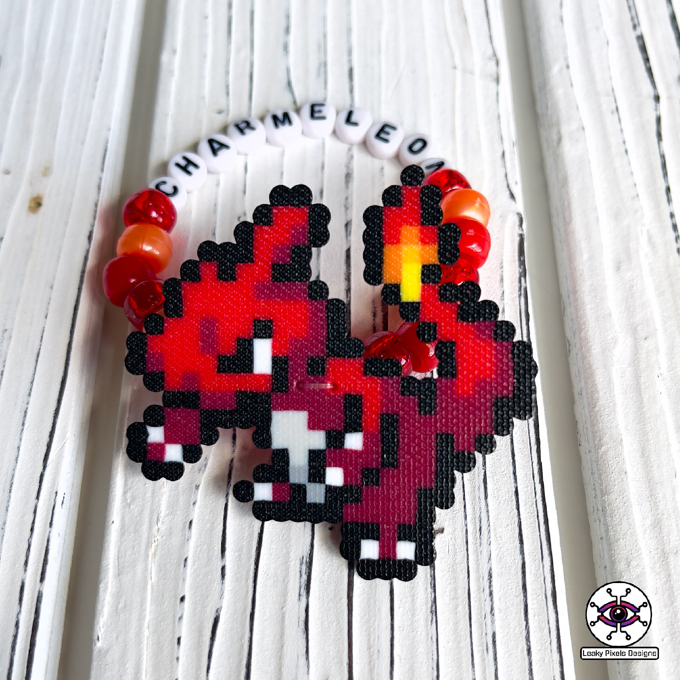 Charmander, Charmeleon and Charizard Pokemon perler bracelets by leaky pixels