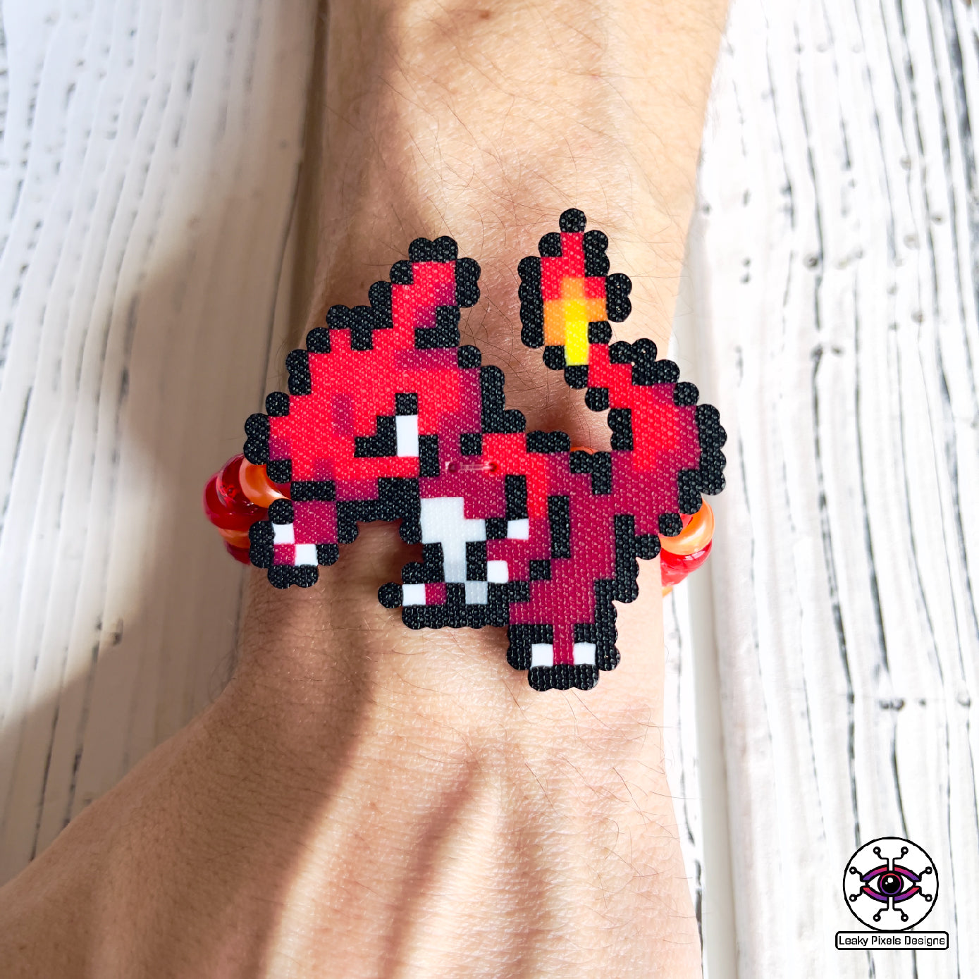 Charmander, Charmeleon and Charizard Pokemon perler bracelets by leaky pixels