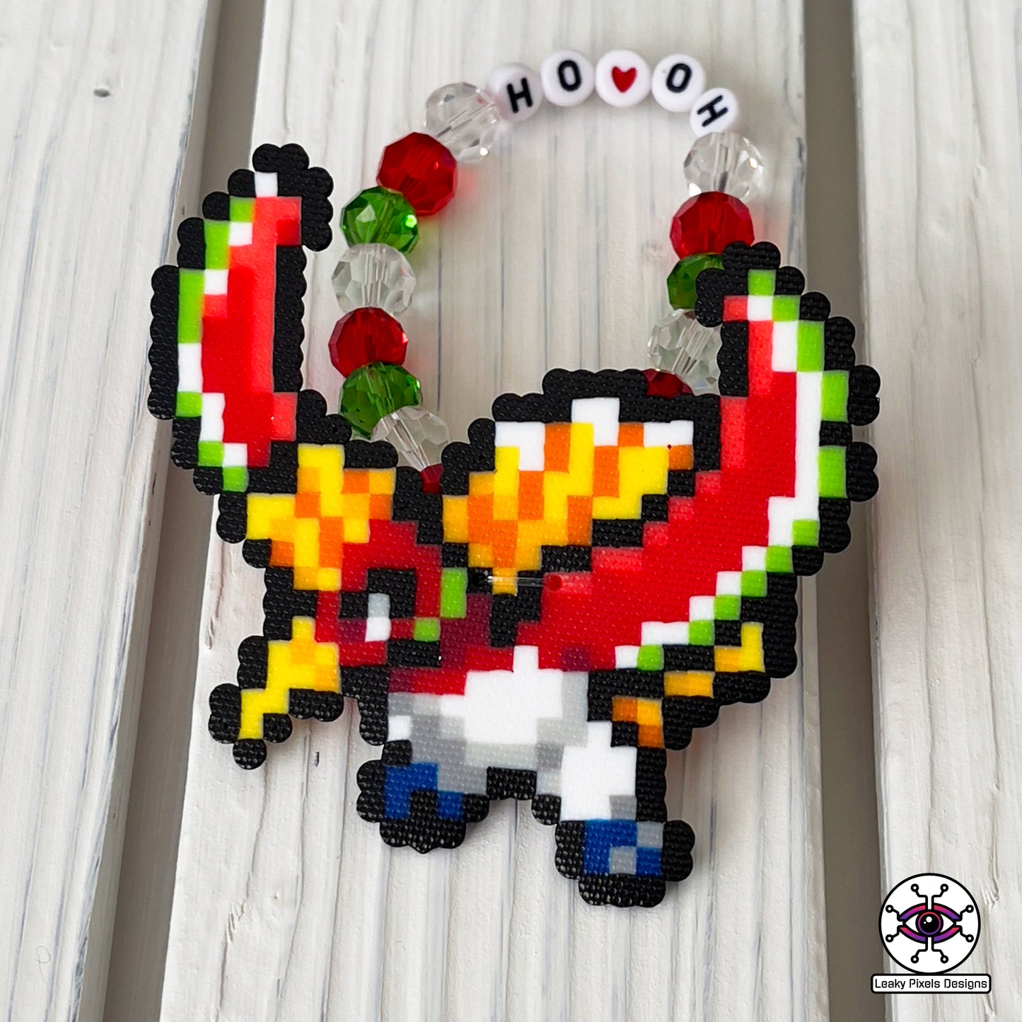 Ho-Oh pokemon kandi perler bracelet by Leaky Pixels