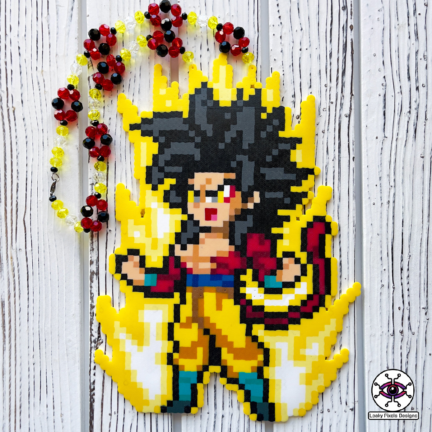 Super Saiyan 4 Goku Perler Necklace Leaky Pixels