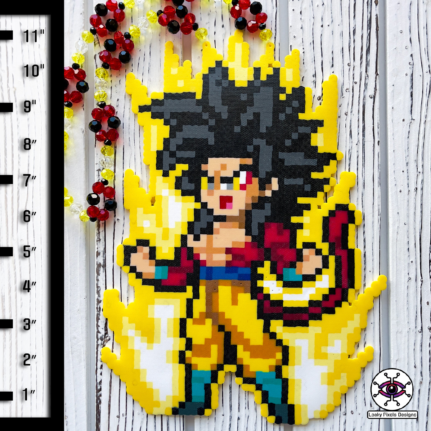 Super Saiyan 4 Goku Perler Necklace Leaky Pixels